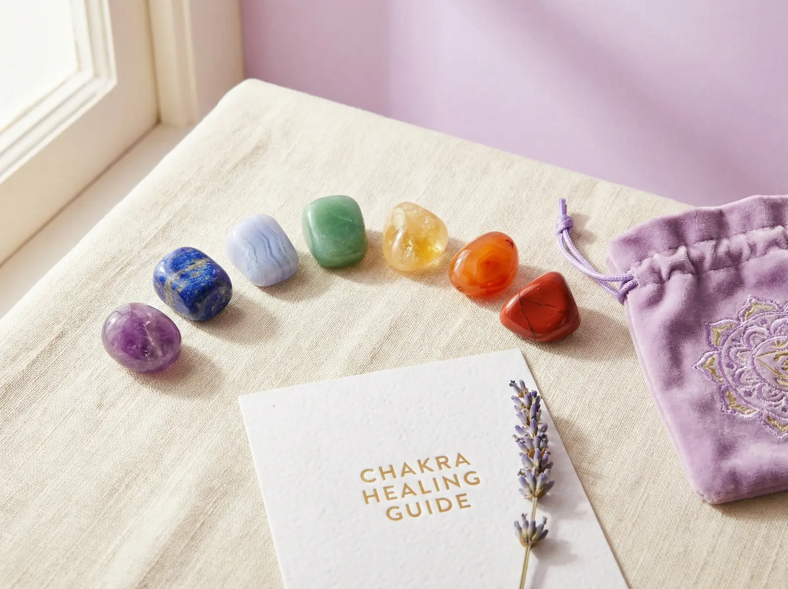 Healing crystal starter kit with seven chakra stones